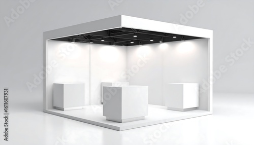 Empty white exhibition stand