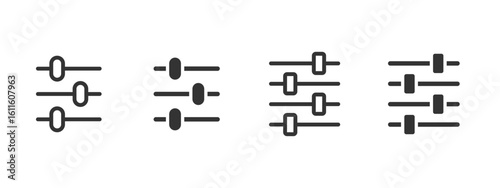 Settings sliders icon. Horizontal control bars for sound, equalizer, and customization vector illustration. Interface adjustment and configuration symbol. System management and optimization sign.