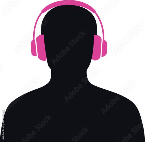 silhouette of an executive using headphones.
