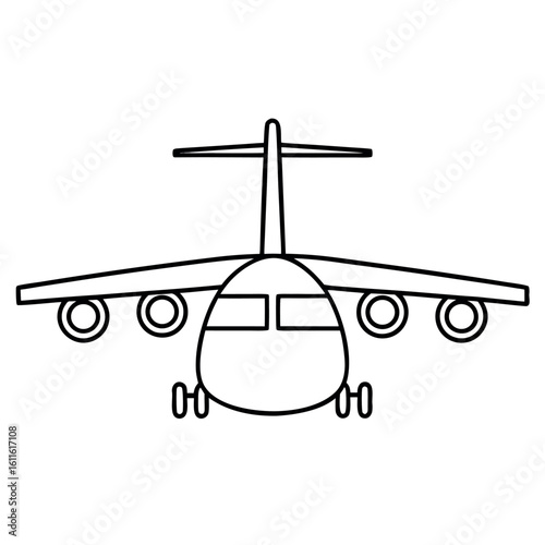Cargo Plane Outline Bulky Aircraft Vector Illustration with Short Nose Design