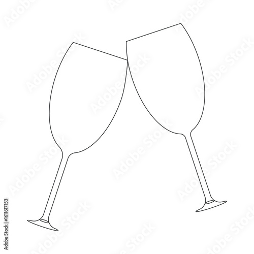Vector wine glass continuous one line art outline drawing isolated on white background illustration and minimalist