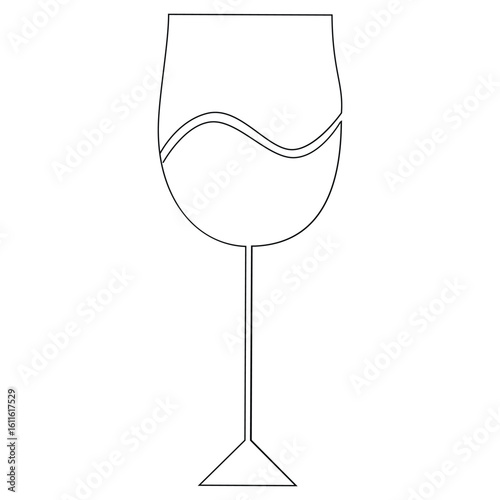 Vector wine glass continuous one line art outline drawing isolated on white background illustration and minimalist