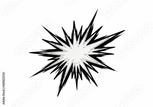 Sharp black spikes radiating from a central white explosion