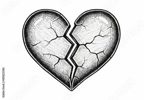 Sketch of a cracked heart representing emotional vulnerability