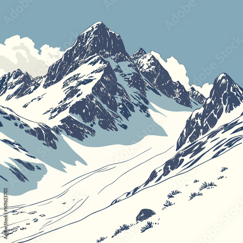 mountain landscape with snow