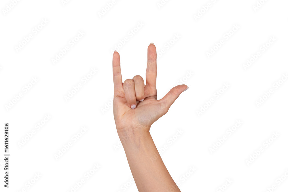 Caucasian woman's hand making the Caucasian woman's hand making the