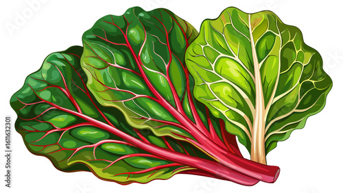 very Beautiful Isolated Fresh Swiss Chard Leaf Detailed Veins white b ackground 