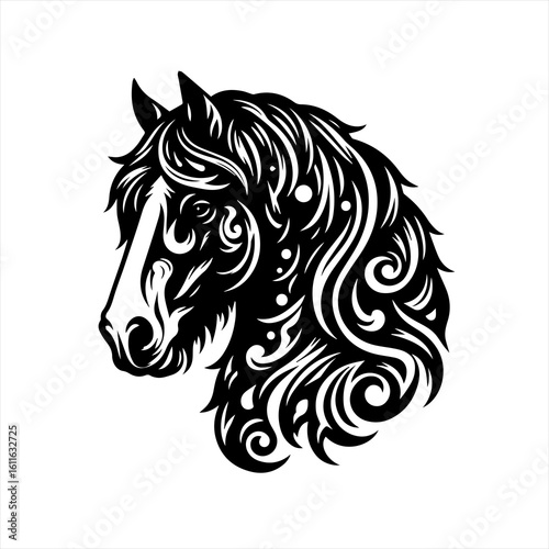 Ornate horse head illustration