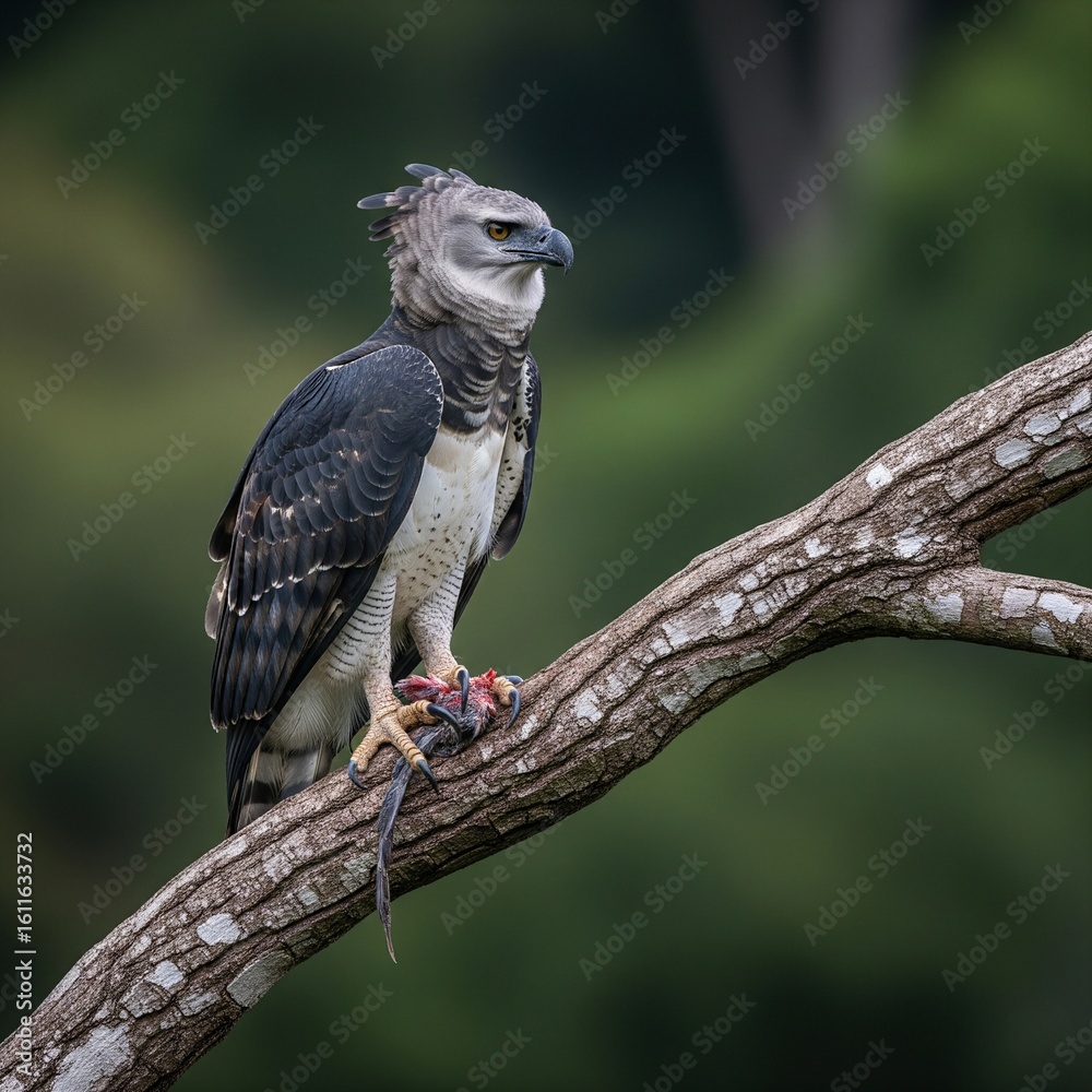 Fototapeta premium Fierce Harpy Eagle Clutching Prey in Talons 