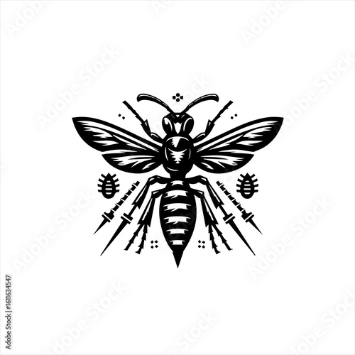 Wasp insect with wings