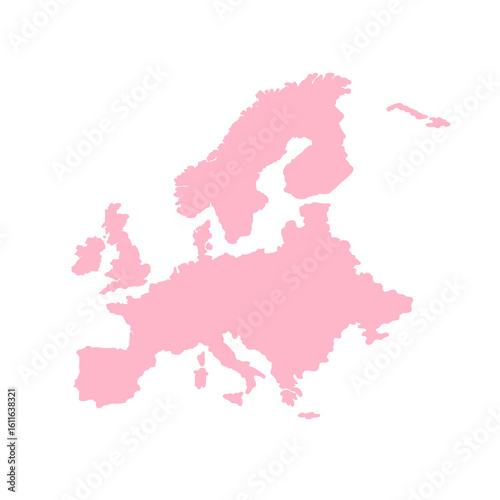 Europe Map Silhouette Pink