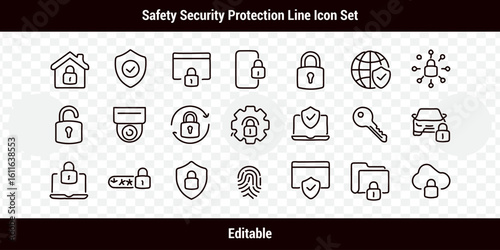 Editable Safety, Security, Protection Icon Set