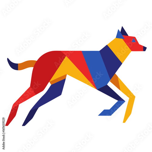 Vector illustration of a designed running dog
