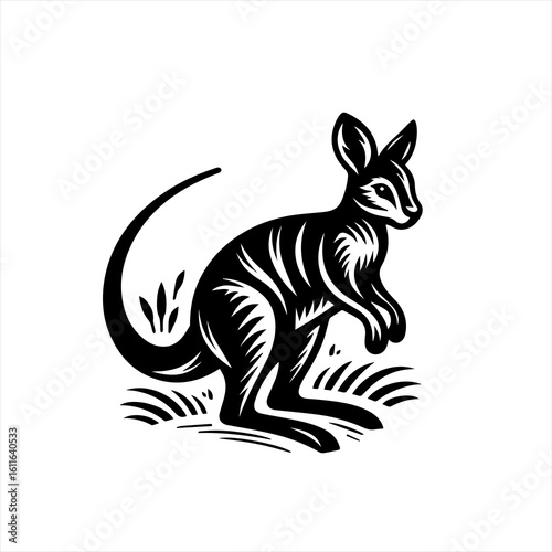 A stylized kangaroo illustration