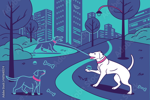 Cyberpunk Dog Neon Park