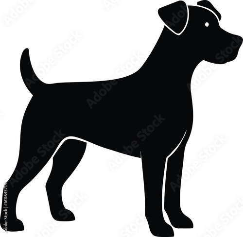 Parson Russell Terrier dog silhouette standing pose vector artwork for energetic hunting breed design