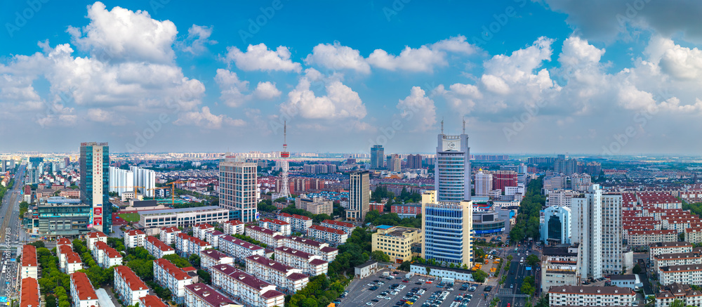 Obraz premium Urban environment of Songjiang Radio and Television Tower, Shanghai, China