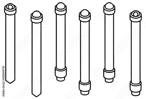 Light tubes glowing softly in line art