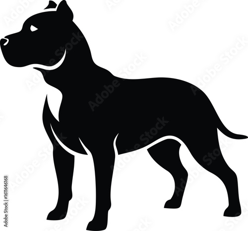 American Staffordshire Terrier dog silhouette vector graphic of muscular breed with broad head and alert stance