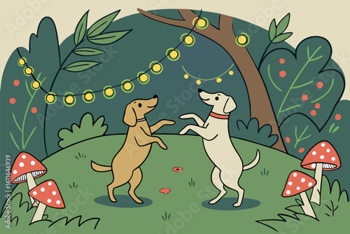 Whimsical Dog Fairy Ring Scene