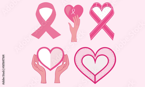 Cancer Awareness Ribbon Icons & Cancer Care Symbol Vector