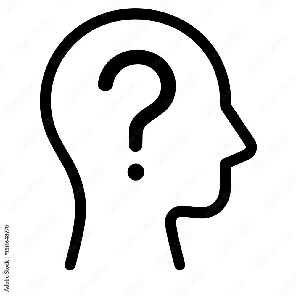Thinking head silhouette with question mark icon
Thinking head silhouette with question mark icon