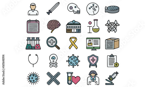 Cancer Awareness Ribbon Icons & Cancer Care Symbol Vector