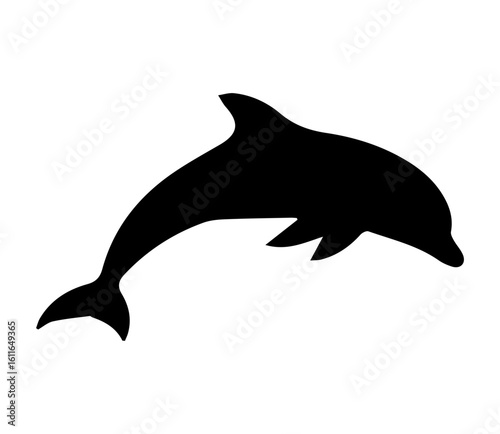 A Sleek Black Silhouette of a Dolphin Leaping Gracefully from the Water	