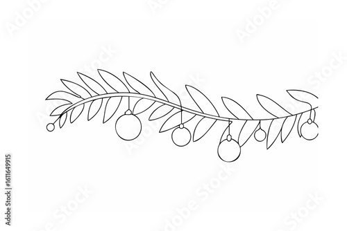 Festive branch with ornaments leaves holiday