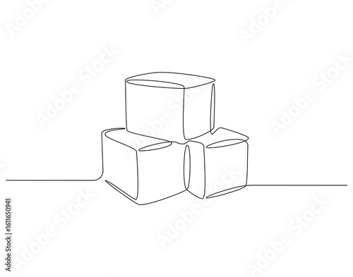 Stack cardboard continuous line. Continuous one line drawing of stack cardboard. Carton storage concept. Single line drawing