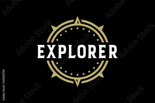 Explorer Compass Vintage Typography Emblem Design