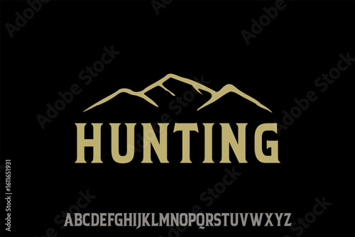 Vintage Hunting Logo with Mountain Scene