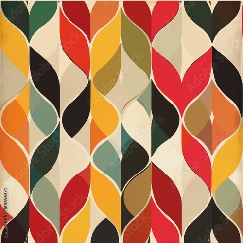 Colorful Wavy Shapes Art Pattern