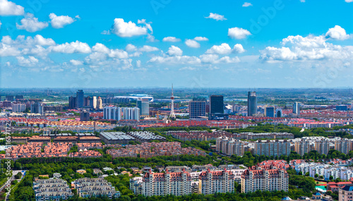 Photography Urban environment of Songjiang Radio and Television Tower, Shanghai, China
