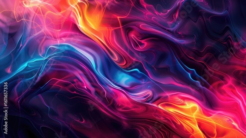 Wallpaper Mural Abstract swirling vibrant hues of blue, red, and orange, creating a dynamic, luminous, and energetic visual Torontodigital.ca