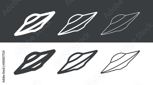UFO icon. Symbol of fantasy, mysticism or space.Flying saucer, attribute of an alien or extraterrestrial civilization.