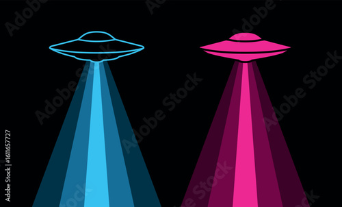 UFO icon. Symbol of fantasy, mysticism or space.Flying saucer, attribute of an alien or extraterrestrial civilization.