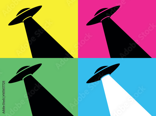 UFO icon. Symbol of fantasy, mysticism or space.Flying saucer, attribute of an alien or extraterrestrial civilization.