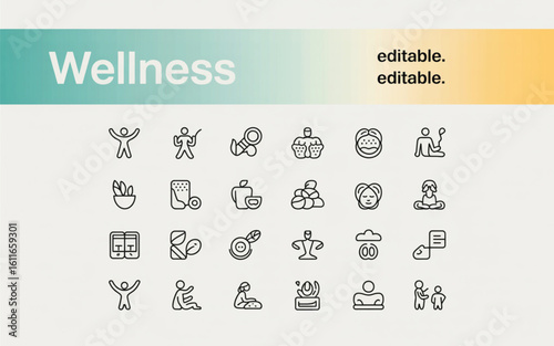 Wellness icons healthy lifestyle symbols vector