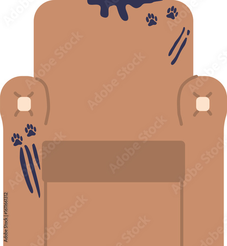 Armchair smeared with dog traces