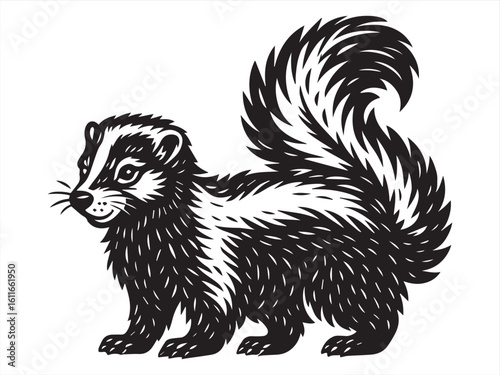Wallpaper Mural Cute Black Cartoon Skunk Clipart – Hand Drawn Kawaii Forest Animal Vector Torontodigital.ca