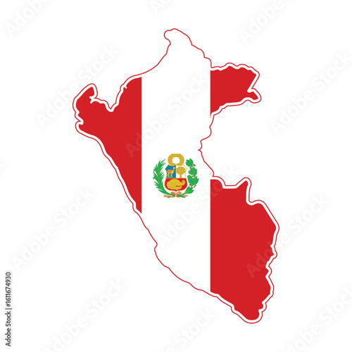 Peru Map with Flag