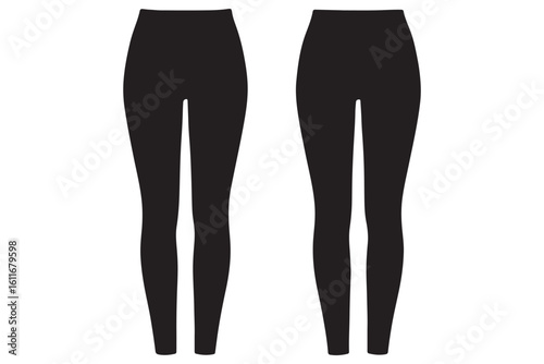 Blank black leggings mockup template with front and back design for customization