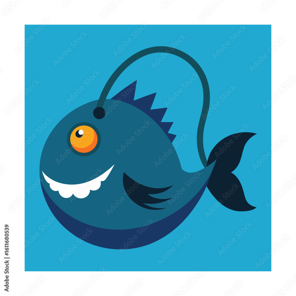 Fototapeta premium Cartoon Anglerfish in Flat and Outline Art Style