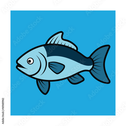 Barramundi Fish in Flat and Outline Drawing Style