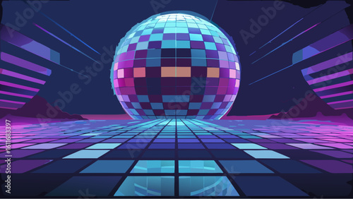 disco ball on a blue background