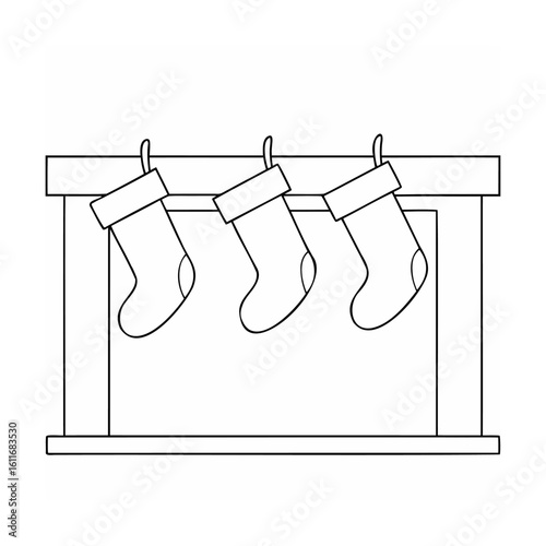 Christmas stockings hanging on mantelpiece fireplace
