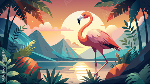 flamingo in the water