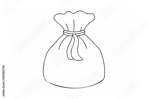 Drawstring pouch with ribbon tie vector