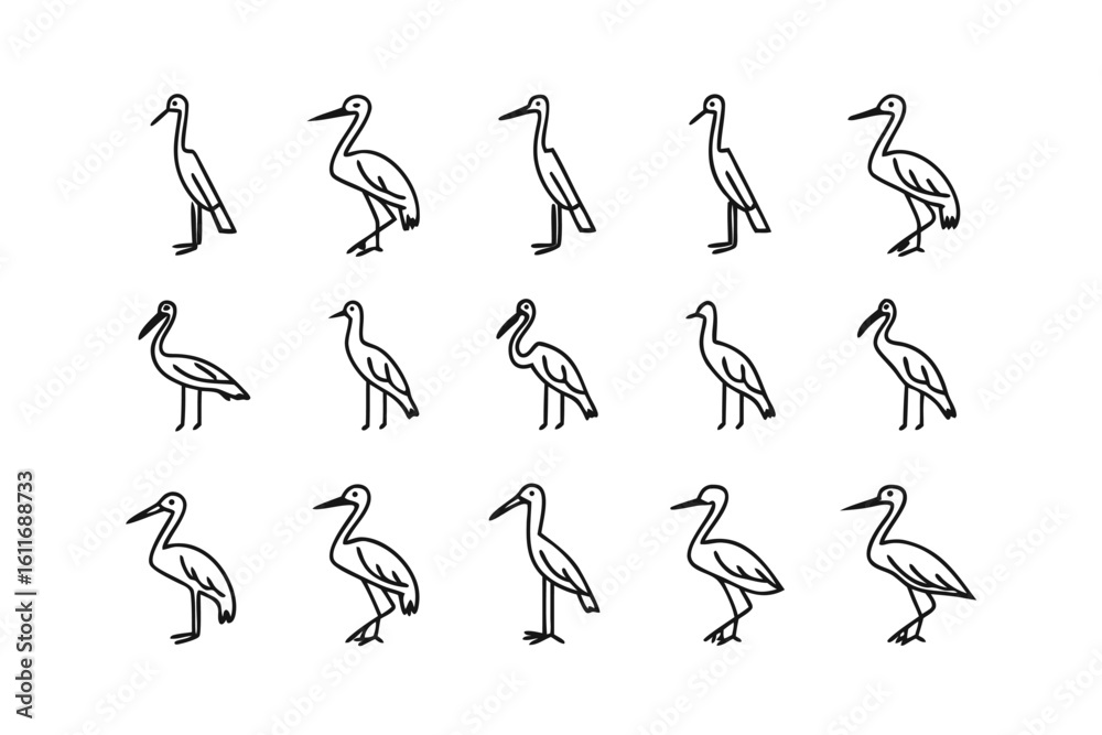 Fototapeta premium Bird Series: A collection of delicate line drawings of a elegant bird, captured with a clean, minimalist style.